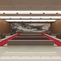 Modern Conference Room Interior With Rows Of Seats Large Projection Screen And Ceiling Lighting