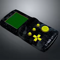 Black Handheld Gaming Console With Green Screen Yellow Buttons And Flick Game 3d model