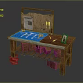 Wooden Functional Workbench with Blue Mat Tools Instruction Manual Photo Frame and Tool Storage Shelves