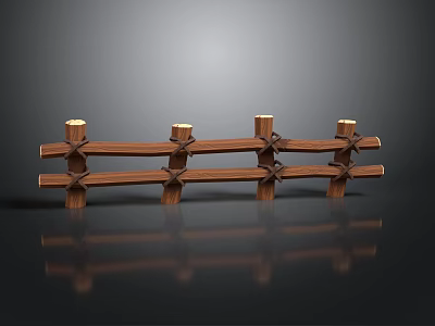 Rustic Wooden Fence With Crossed Slats And Vertical Posts For Outdoor Use 3d model