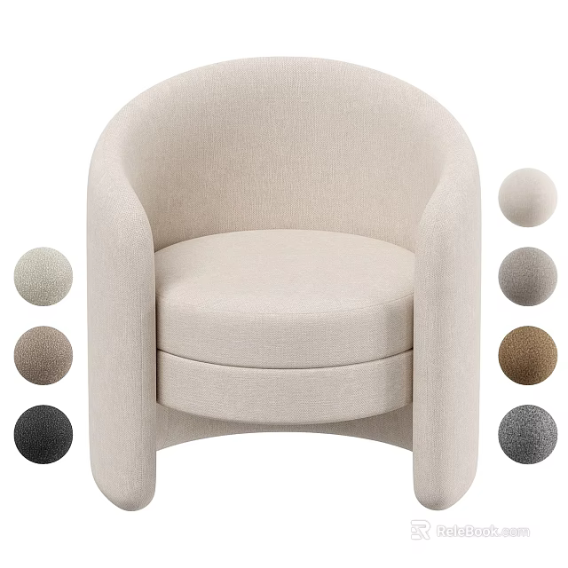 Modern Single Sofa With Rounded Arm Design And Multiple Upholstery Color Options 3d model