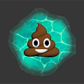 Cartoon Poop Decorative Ornament Set With Turquoise Water Ripple Background And Smiling Eyes