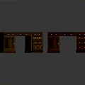 Two Wooden Desks With Green And Red Tops And Drawer Storage