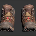 Brown Hiking Shoes With Red Accents Laces And Non Slip Rubber Soles For Outdoor Activities