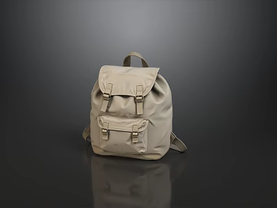 Stylish Minimalist Light Beige Nylon Backpack For Daily Commute And Casual Outdoor Travel Scenes 3d model