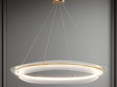Modern Circular Pendant Light With Golden Frame And White Shade Hanging Design 3d model