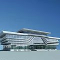 Modern Multi Storey Office Building With Glass Curtain Walls And Geometric Design Under Blue Sky