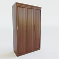 Brown Wooden Wardrobe With Three Doors And Simple Design For Bedroom Storage
