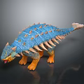 Realistic Blue Orange Spiked Dinosaur Model With Ankylosaurus Features And Standing Pose