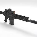 Black Tactical Rifle with Red Dot Scope Suppressor and Ventilated Handguard 3d model
