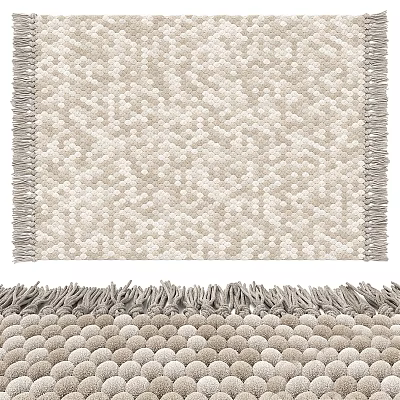 Beige Square Area Rug with Woven Texture and Fringe Details for Modern Home Decor 3d model