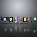 Colored Clothes Hanging On Outdoor Clothesline With Metal Stands On Reflective Surface