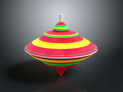 Colorful Layered Spinning Top With Red Yellow Green Stripes For Daily Use 3d model