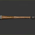 Vintage Weapon Axe With Wooden Handle And Metal Sharp Blade Design