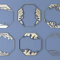 Traditional Chinese Carved Patterns On Octagonal Frames With Various Decorative Designs 3d model