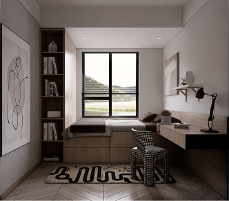 Nordic Tatami Bedroom SU Model 3d model