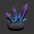 Decorative Crystal Ornament Set With Shining Colorful Pointed Crystals On Gray Stone Base