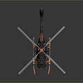 Detailed Helicopter Model With Blue Rotors Black Fuselage And Orange Accents