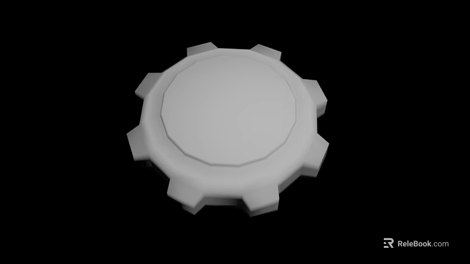 White Circular 3D Rendered Object With Toothed Edges On Black Background 3d model 