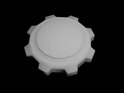 White Circular 3D Rendered Object With Toothed Edges On Black Background 3d model