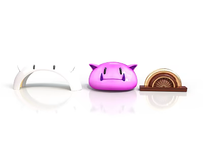 Colorful Scene Components With White Arch Pink Cartoon Shape And Brown Fan Decoration 3d model
