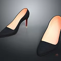 Black Fabric Pointed Toe High Heels With Red Stiletto Heel For Daily Use