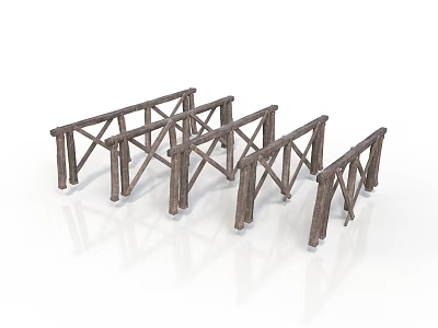 Multiple Rustic Wooden Truss Decorative Accessories For Home Living Room Decoration 3d model