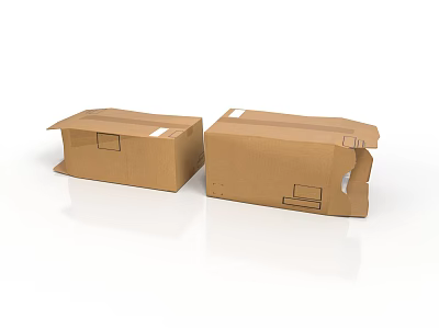 Realistic style carton express box packing box corrugated carton transport box paper container unpacking state two carton brown carton realistic 3d model
