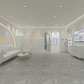 Modern Hair And Beauty Salon Interior Design With Marble Counter Sofa Seating And Open Layout