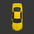 Shiny Yellow Two Door Sports Car with Rear Spoiler Golden Wheels and Stylish Decals