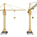 Golden Tower Cranes As Heavy Duty Industrial Equipment For Construction Sites