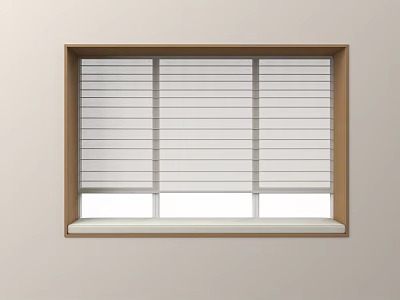 White Window Blinds With Wooden Frame And Horizontal Slats In Simple Modern Design 3d model
