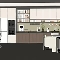 Modern Pantry Interior Design With Cabinets Refrigerator Tables And Chairs