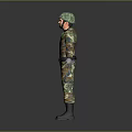 Game Movie Character In Military Camouflage Uniform With Helmet And Gloves Standing Pose