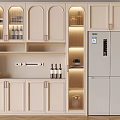 Elegant Modern Wine Cabinet With Glass Display Shelves LED Lighting And Wine Storage