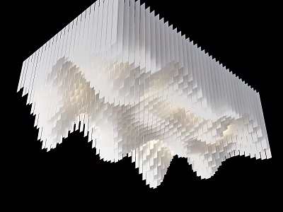 White Geometric Pleated Modern Ceiling Design With Layered Structure And Light Effects 3d model