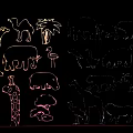 Colorful Animal Wall Decor With Various Silhouette Animals And Palm Trees