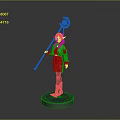 3D Character Model With White Coat Yellow Pants Brown Boots Red Staff And Blue Base