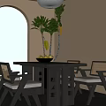 Italian Vintage Dining Table and Chair Combination 3d model