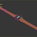 Elegant Gold Digital Watch with Square Dial Blue Screen and Metal Strap