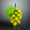 Fresh Ripe Green Grapes With Juicy Berries And Green Leaves On Vine