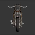 Custom Spiked Motorcycle With Yellow Brown Decorative Patterns And Leather Seat