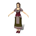 Woman In Traditional Red And Green Dress With Long Skirt And Red Shoes
