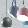 Modern Multicolored Round Spherical Pendant Lights With Handle On Gray Wall 3d model