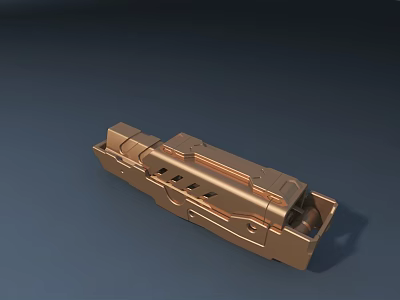 Golden Metal Mechanical Component Featuring Intricate Design And Multiple Holes 3d model