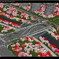 Modern Urban Arch Bridge Over River With Green Trees City Road And Vehicles