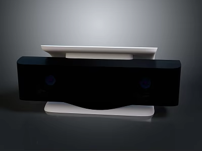 Modern Computer Speaker With Black Body And White Base For Desktop Setup 3d model