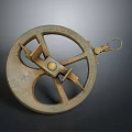 Antique Brass Measuring Tool Vintage Mechanical Device With Metal Wheel Scale And Pointer 3d model