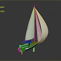 Sailboat With White Sails and Blue Orange Hull as Water Transport Vehicle