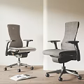 Ergonomic Gray Office Chair With Modern Design Armrests And Wheeled Base